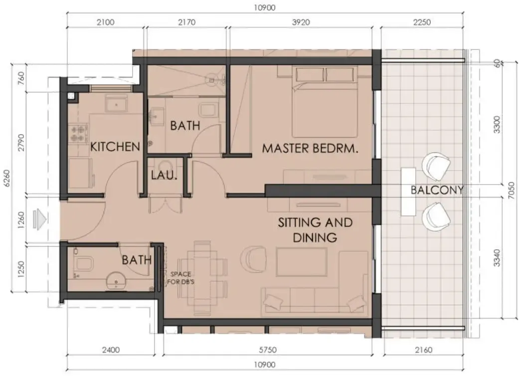 1 BR layout at Living Legends Phase 5