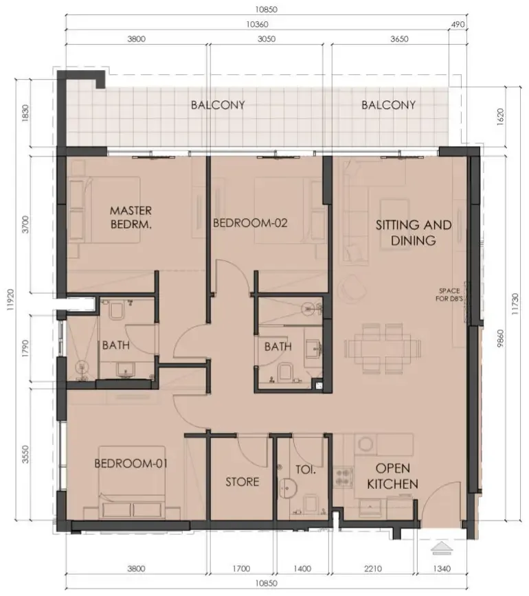 3 BR layout at Living Legends Phase 5