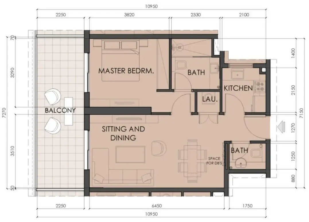 1 BR layout at Living Legends Phase 5