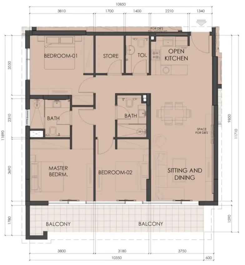 3 BR layout at Living Legends Phase 5