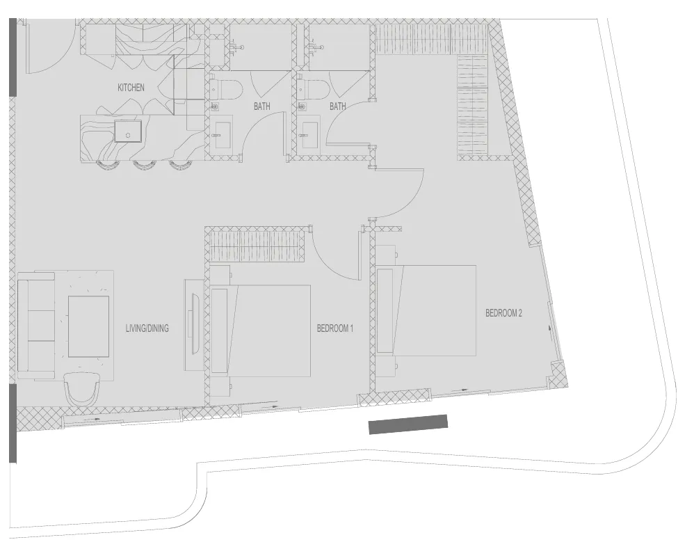 2 BR layout at Hadley Heights 2
