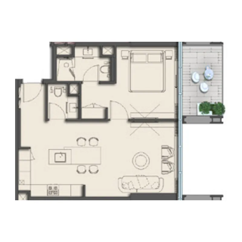 1 BR layout at The Symphony by Imtiaz