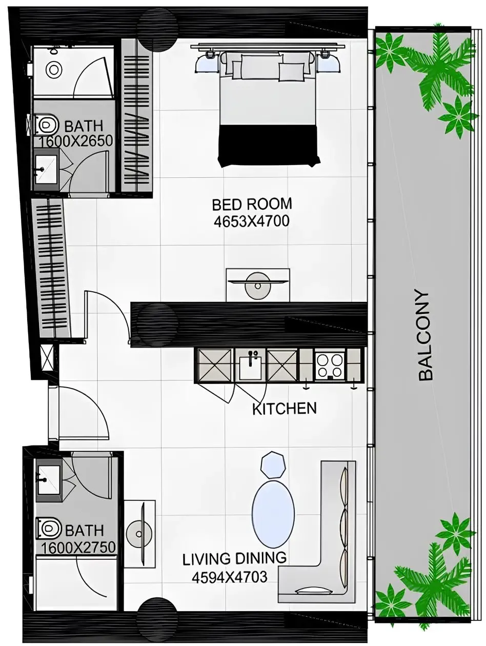 1 BR layout at The Community Sports Arena