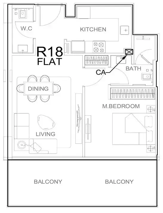1 BR layout at Binghatti HillCrest