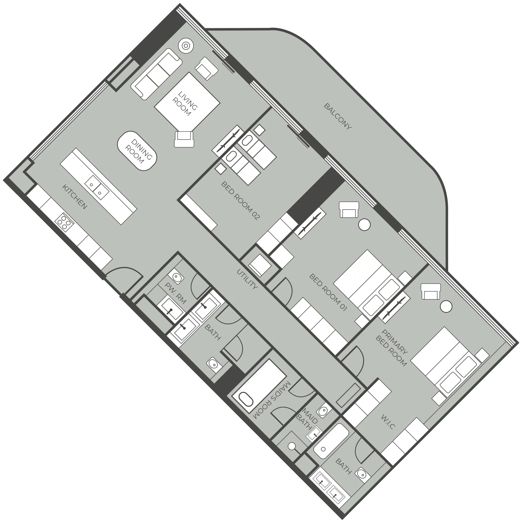 3 BR layout at Parkway by Prestige One
