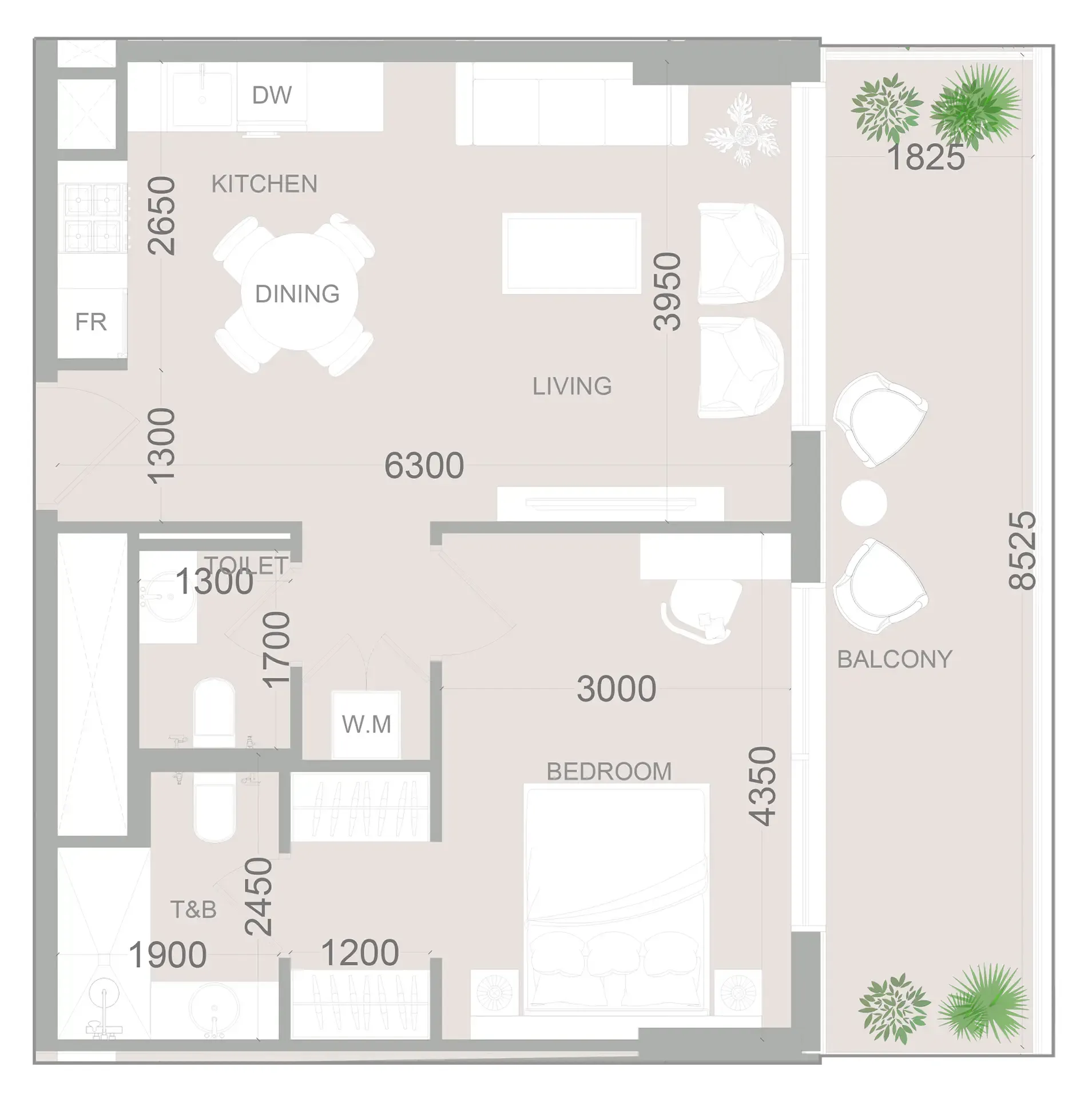 1 BR layout at ELAR1S Sky