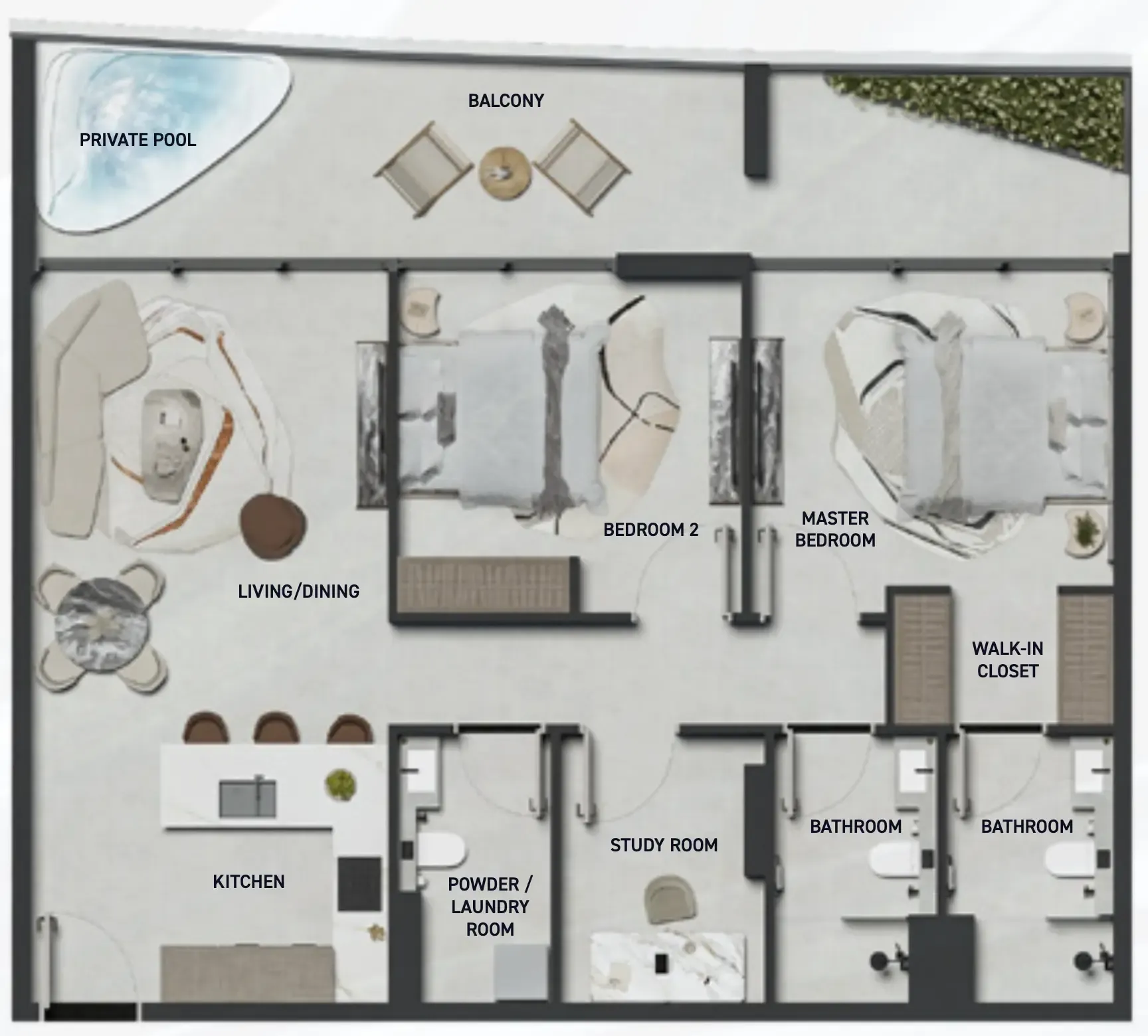 2 BR layout at Hadley Heights 2
