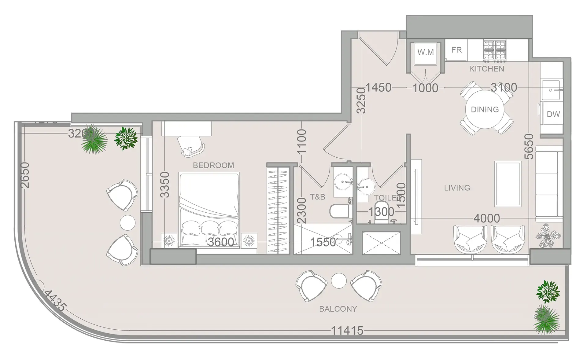 1 BR layout at ELAR1S Sky