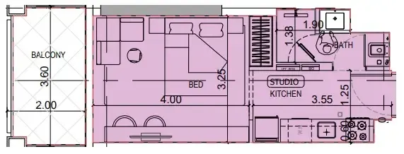0 BR layout at Binghatti Titania