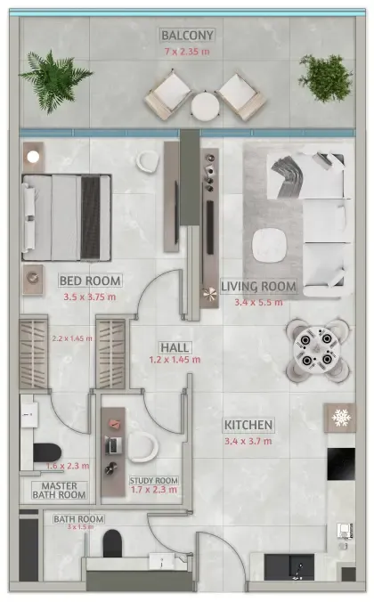 1 BR layout at Sakura Gardens