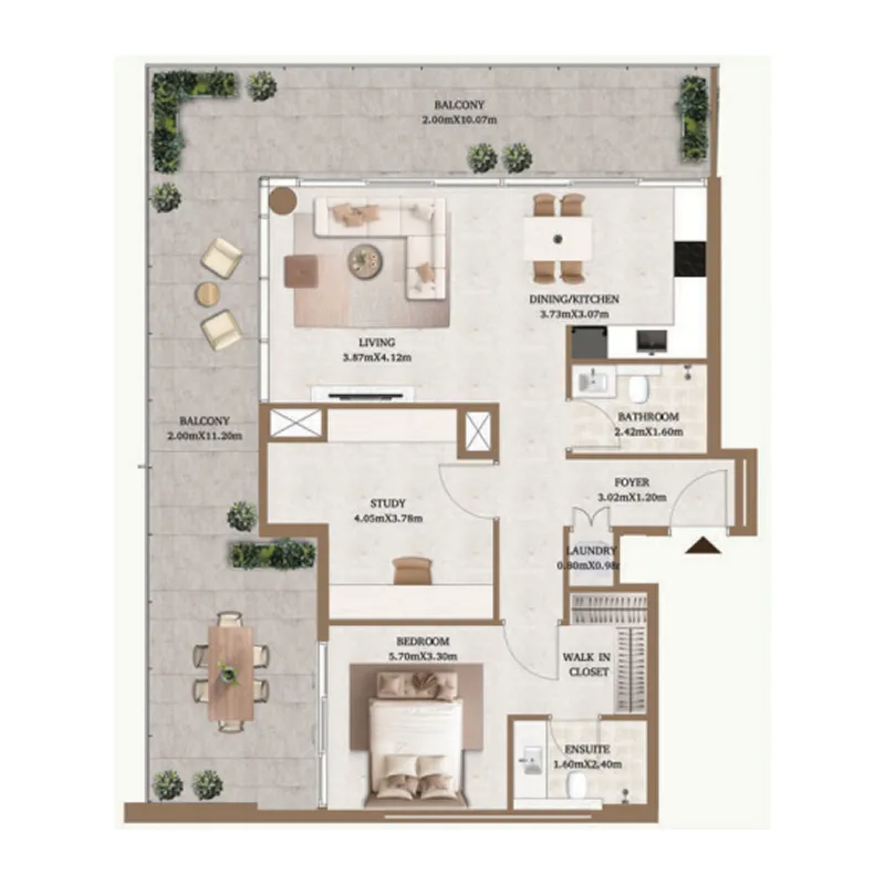1 BR layout at Arthouse Private Residences