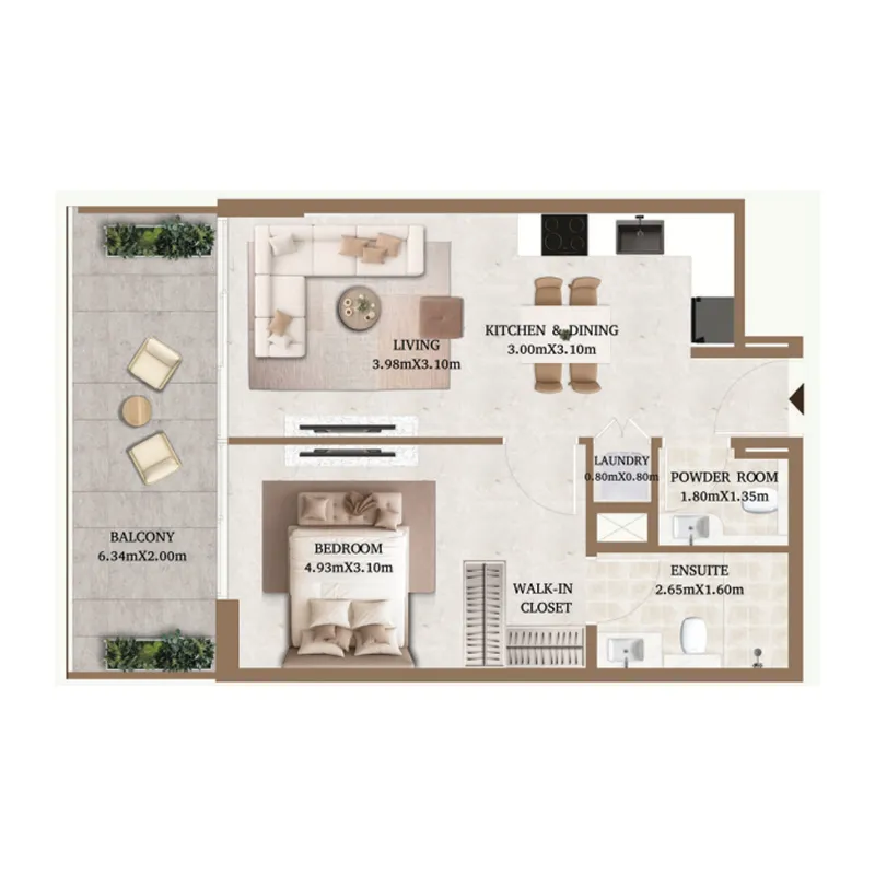 1 BR layout at Arthouse Private Residences