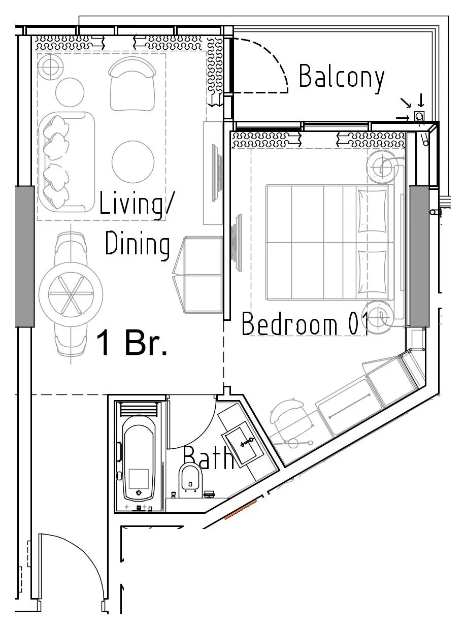 1 BR layout at Damac Hills 2 - Hotel Edge by Rotana