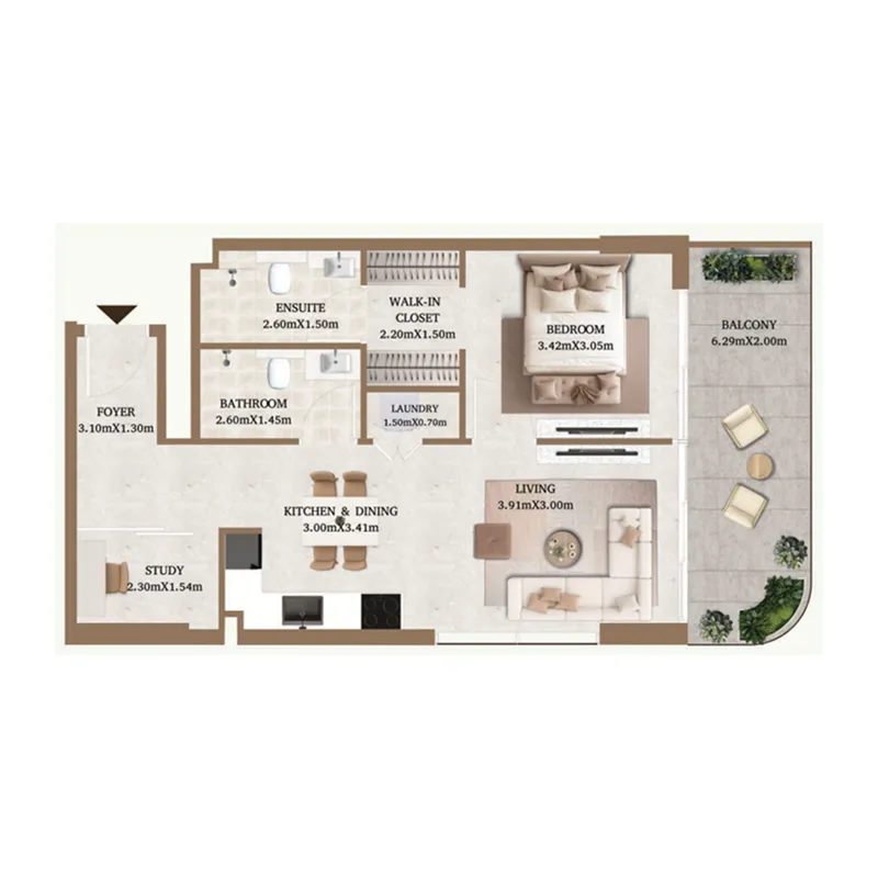 1 BR layout at Arthouse Private Residences