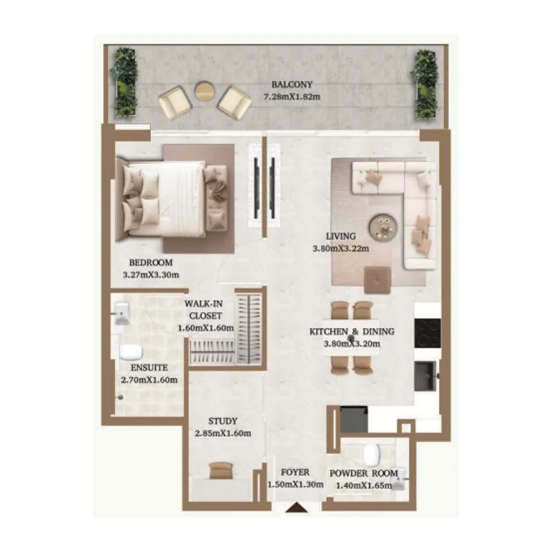 1 BR layout at Arthouse Private Residences