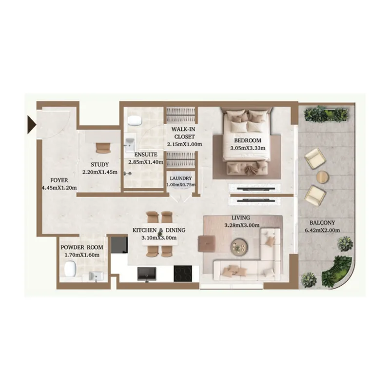 1 BR layout at Arthouse Private Residences