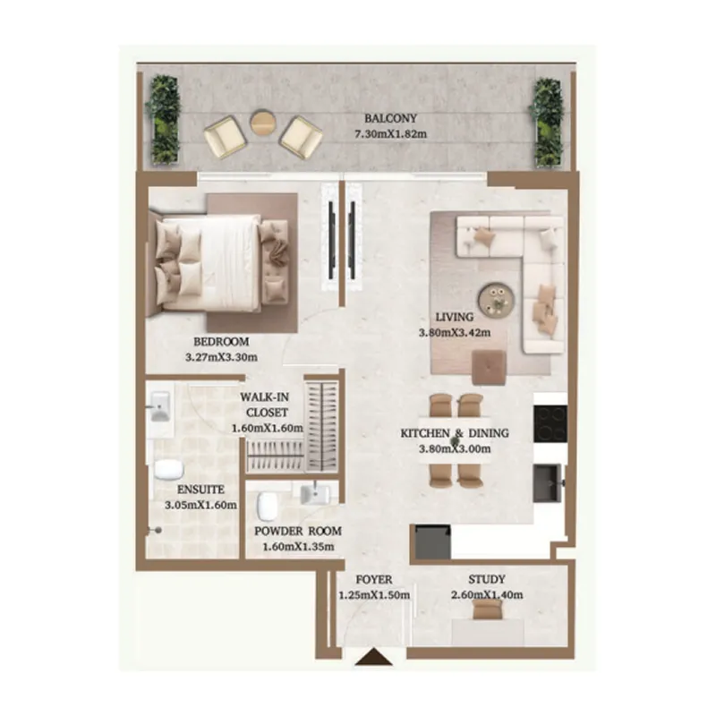 1 BR layout at Arthouse Private Residences