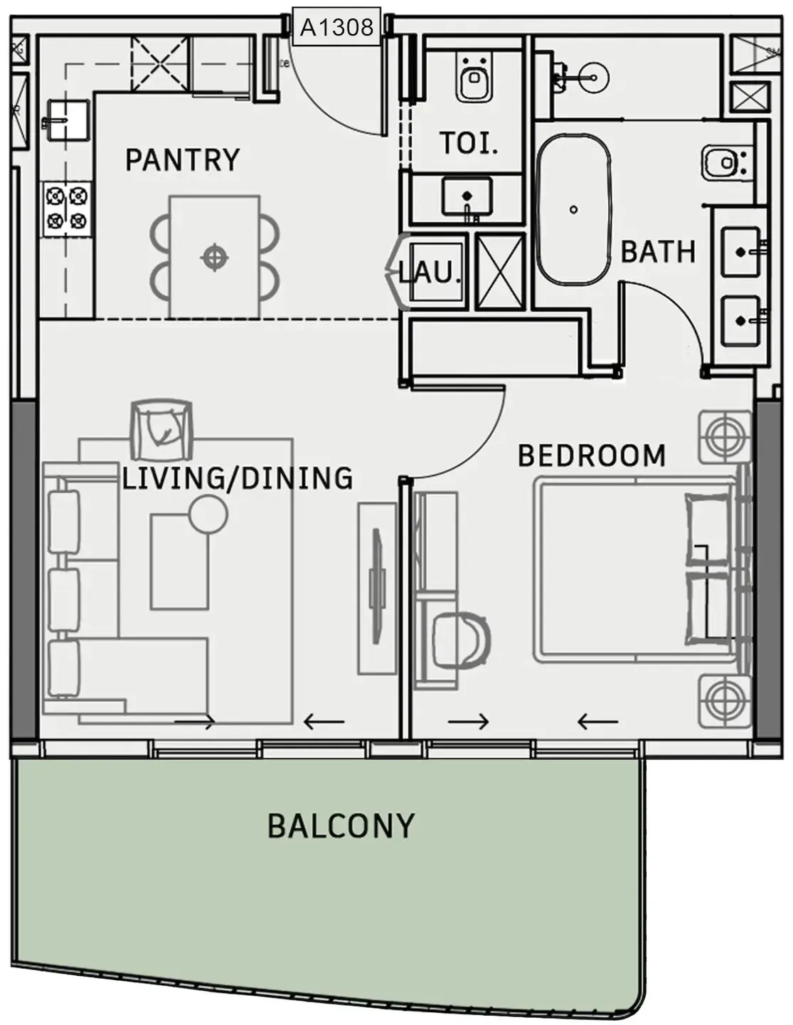 1 BR layout at One Sky Park