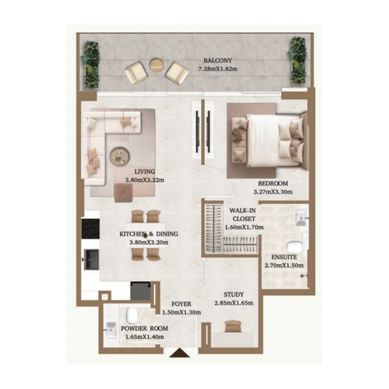 1 BR layout at Arthouse Private Residences