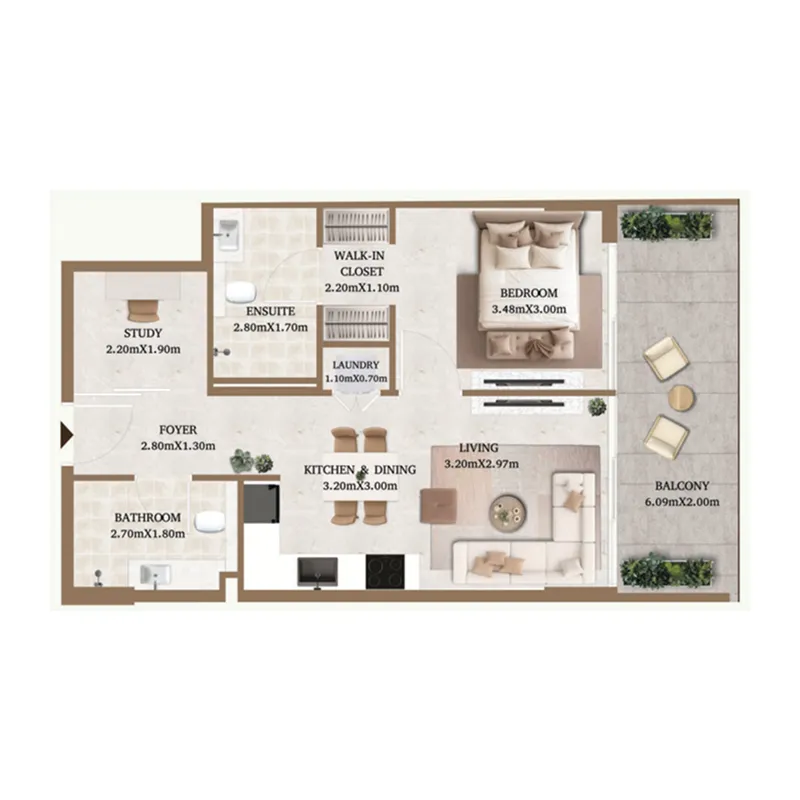 1 BR layout at Arthouse Private Residences