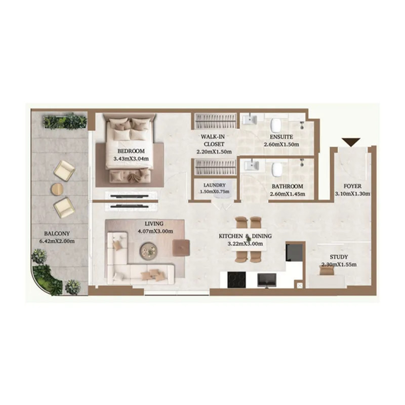 1 BR layout at Arthouse Private Residences