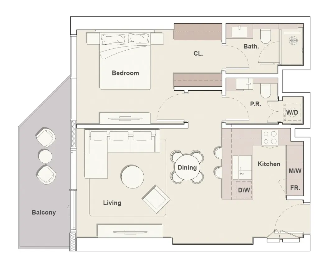1 BR layout at Eltiera Heights