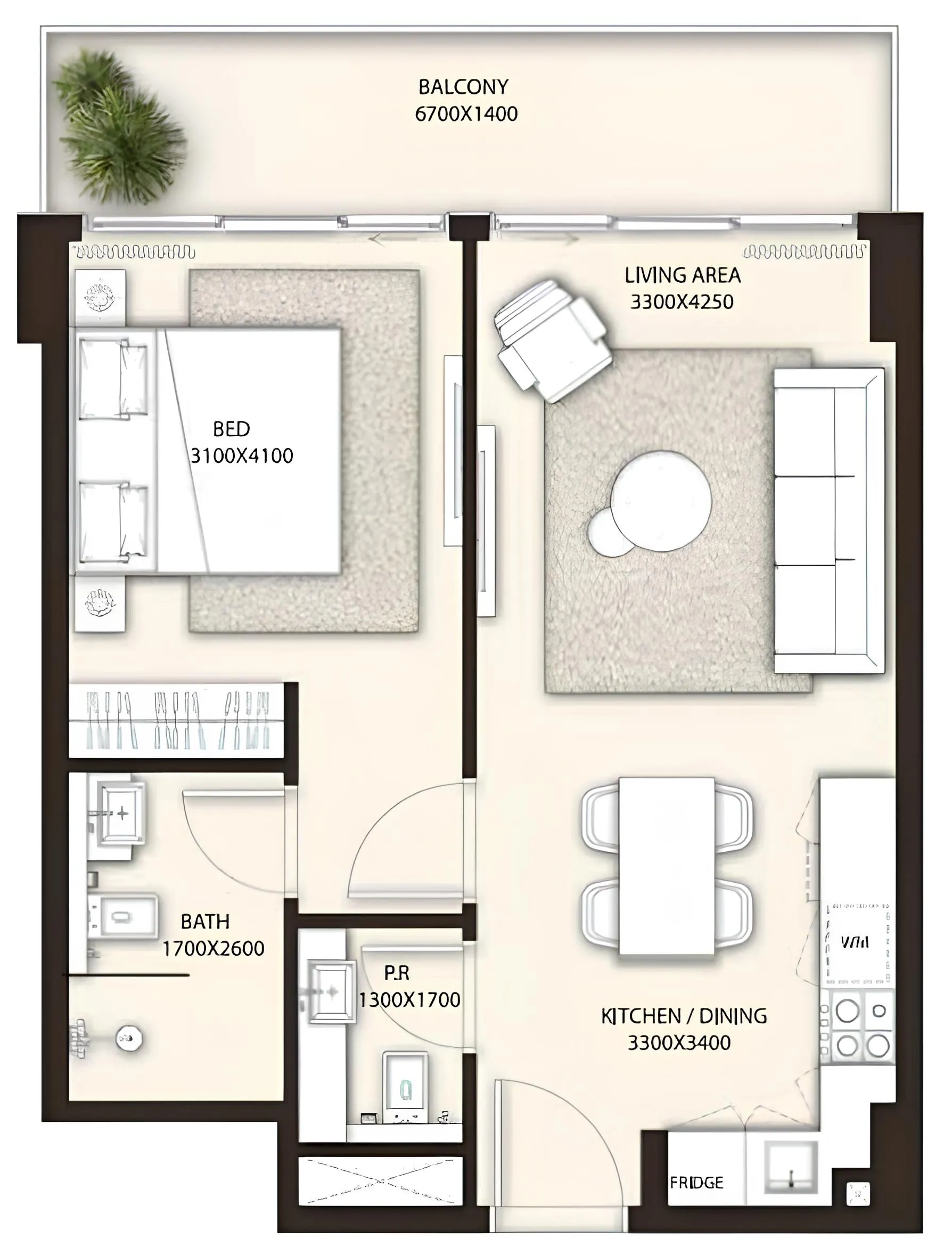 1 BR layout at Condor Golf Links 18
