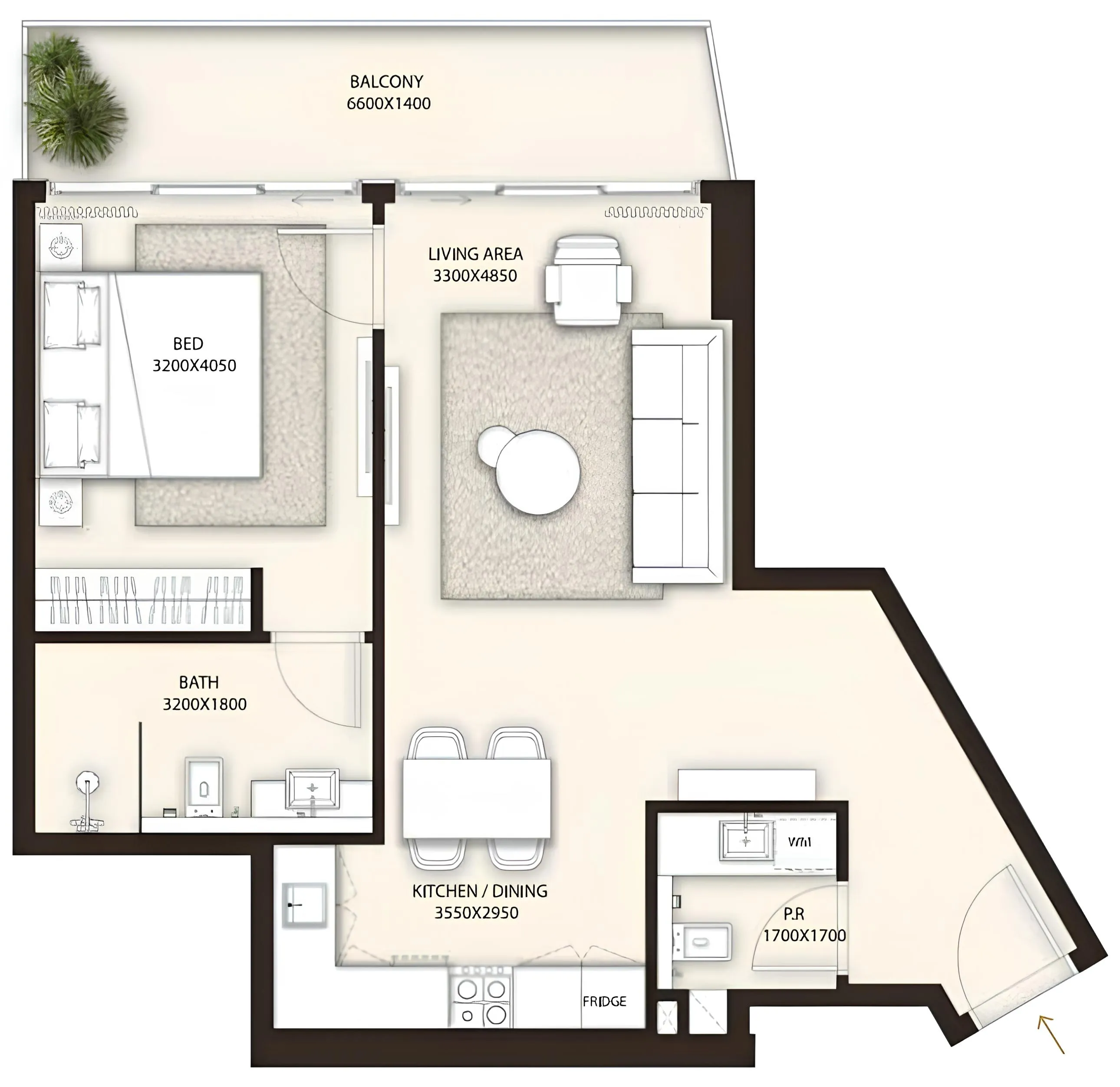 1 BR layout at Condor Golf Links 18