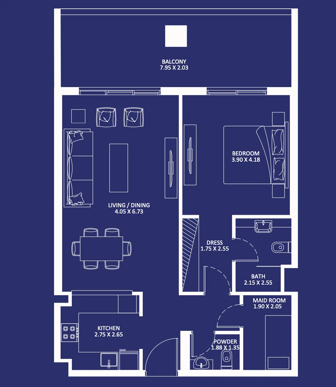 1 BR layout at Eleganz