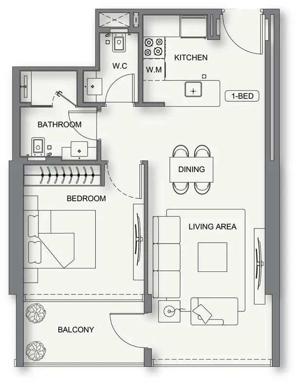 1 BR layout at Binghatti Cullinan