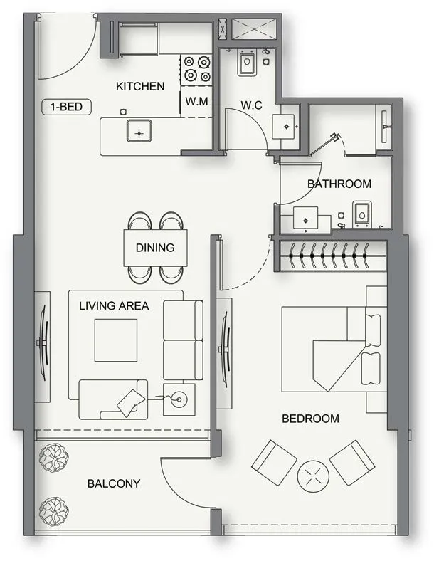 1 BR layout at Binghatti Cullinan
