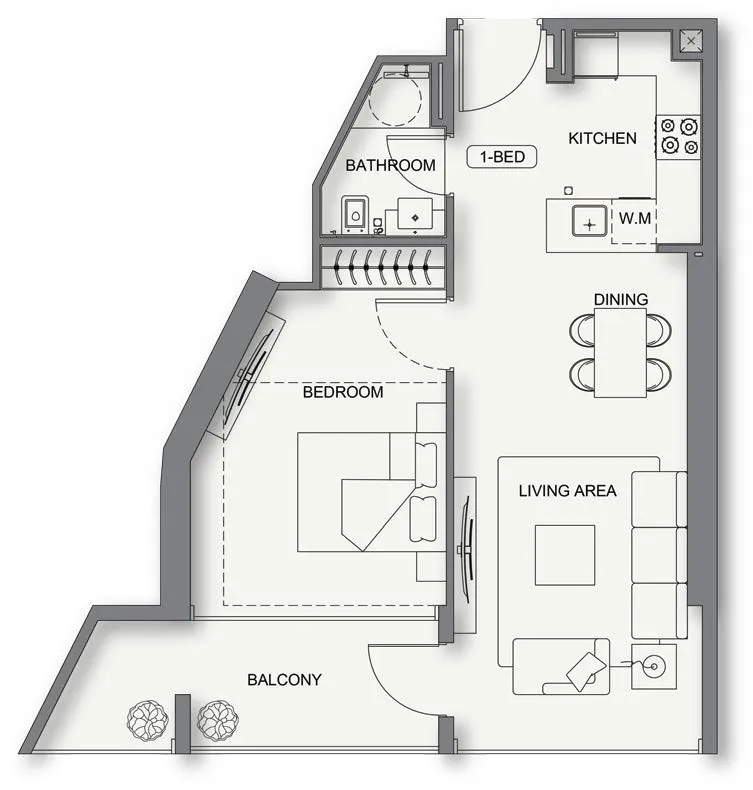 1 BR layout at Binghatti Cullinan