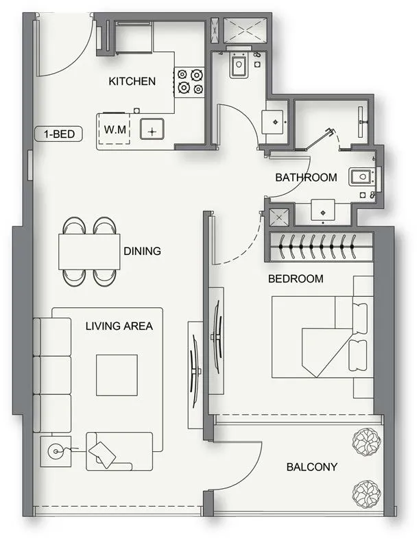 1 BR layout at Binghatti Cullinan