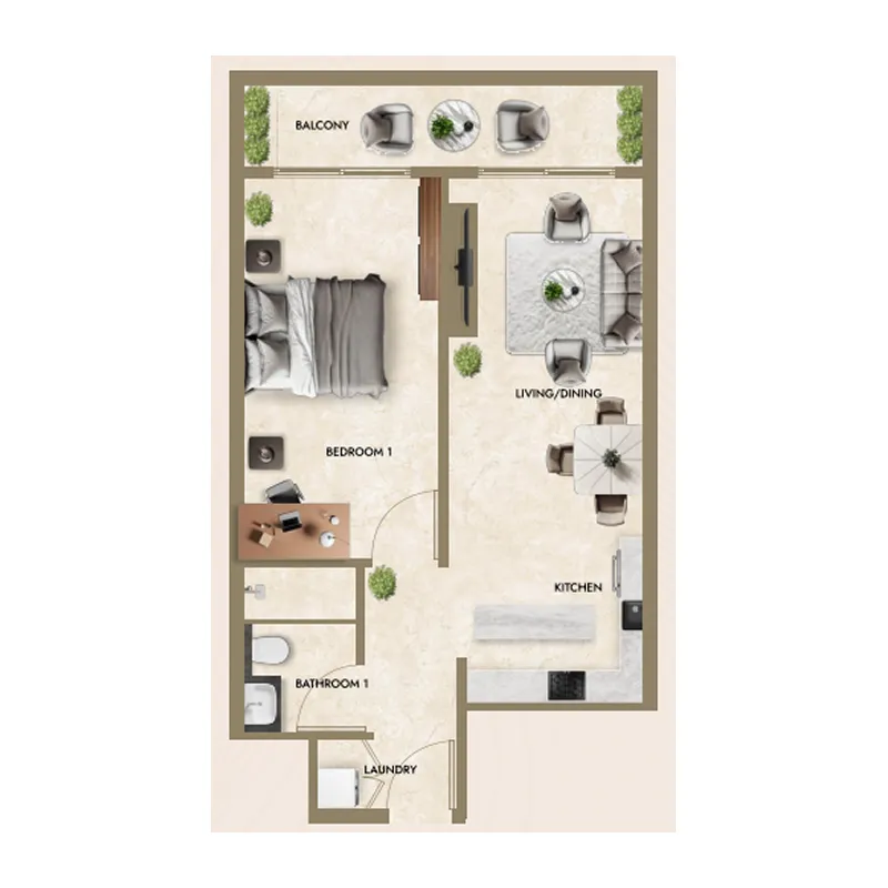 1 BR layout at Greenfield Living