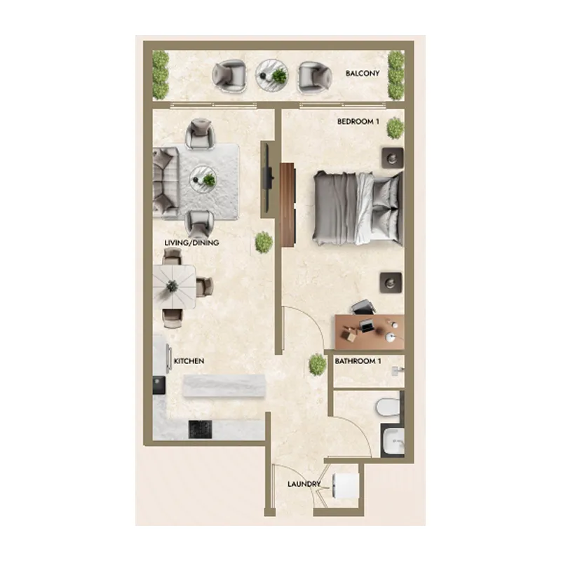 1 BR layout at Greenfield Living