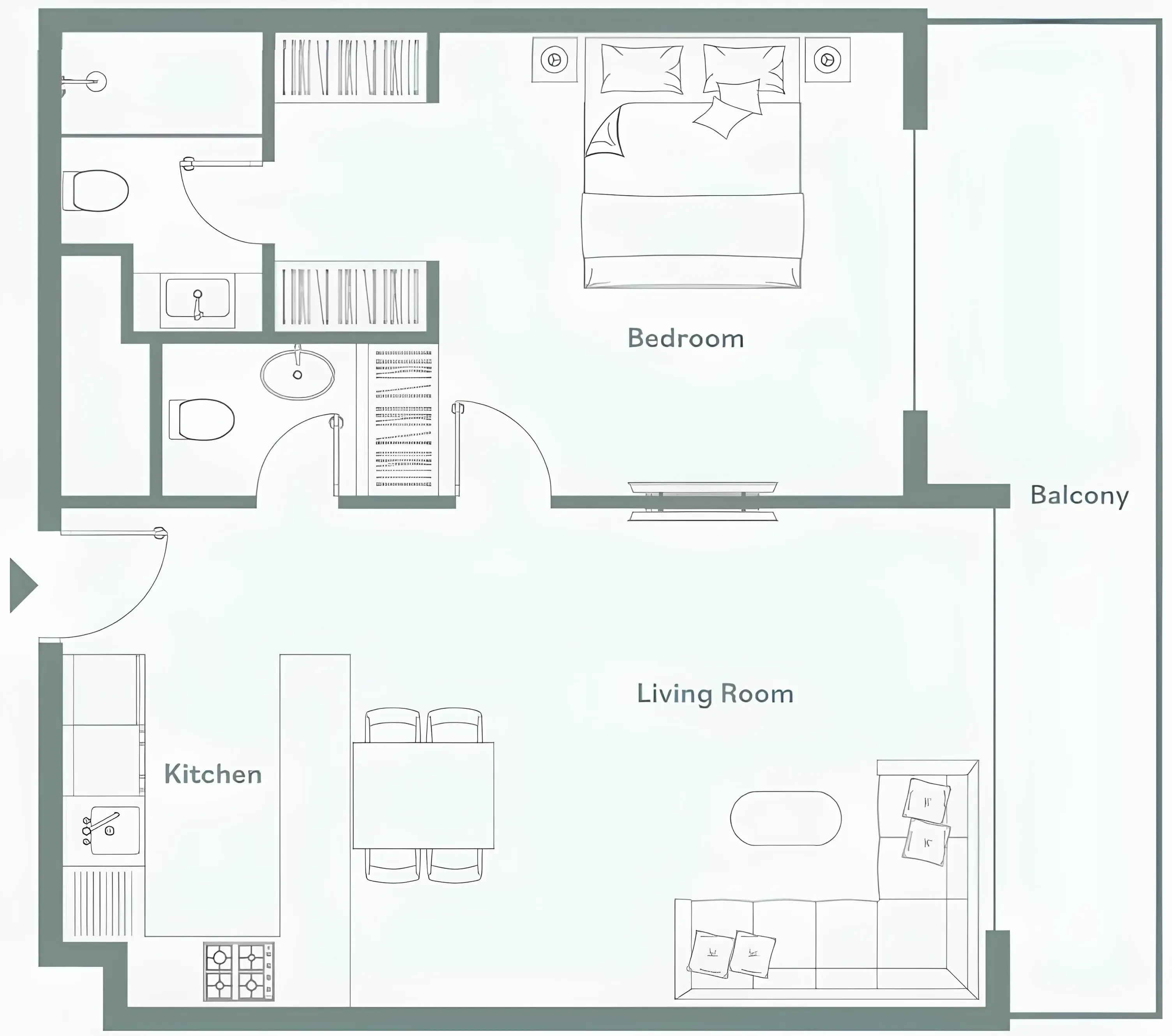 1 BR layout at Luma Park Views