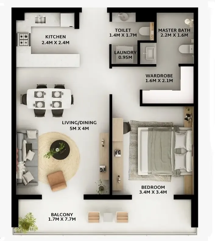 1 BR layout at Viera Residences