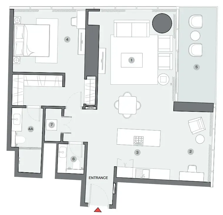 Sobha Seahaven 1 BR floor plan - Dubai Harbour, Dubai - by Sobha