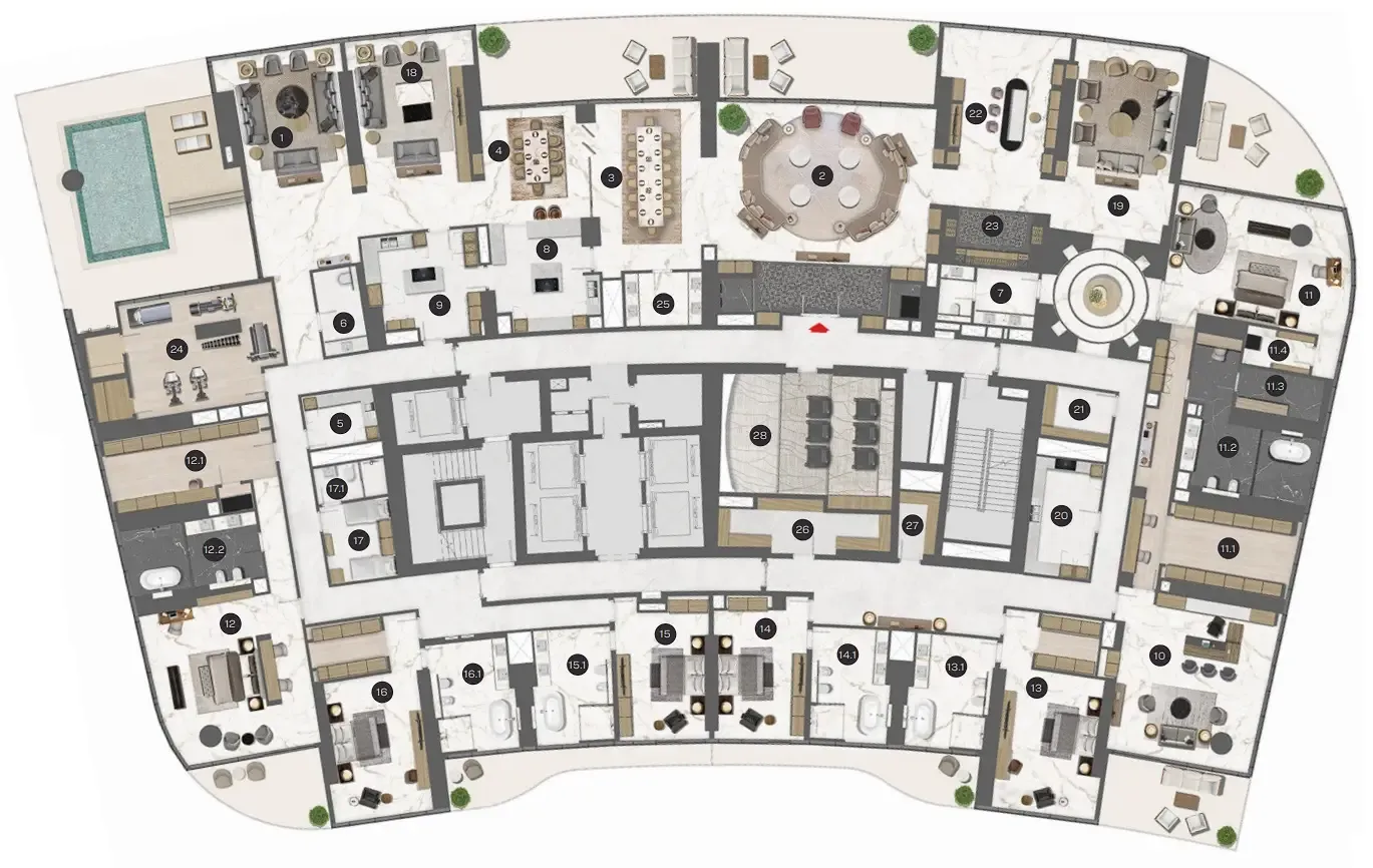 Sobha Seahaven 6 BR floor plan - Dubai Harbour, Dubai - by Sobha