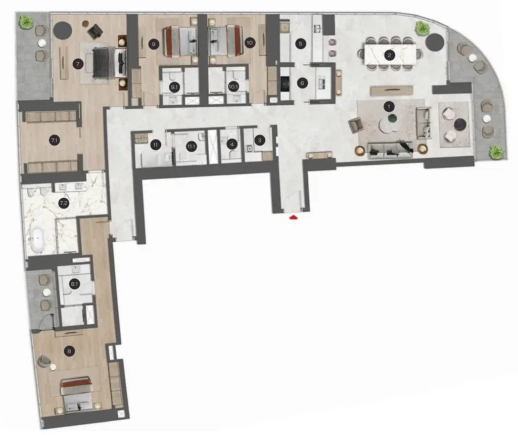 4 BR layout at Sobha Seahaven
