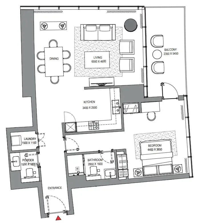 1 BR layout at Sobha Seahaven