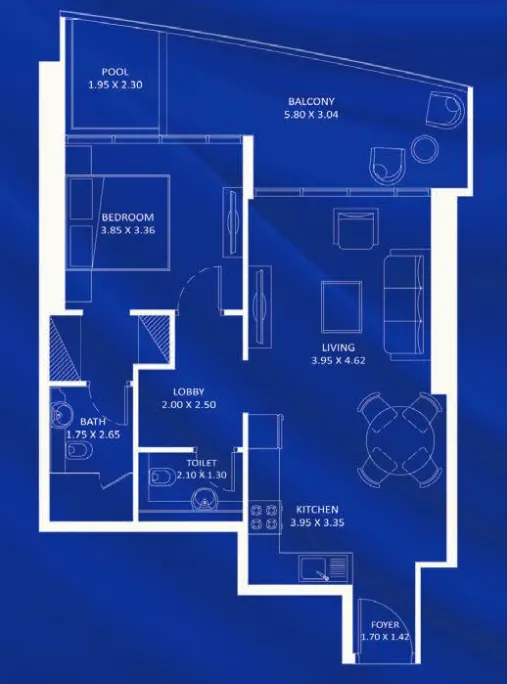 1 BR layout at Fashionz