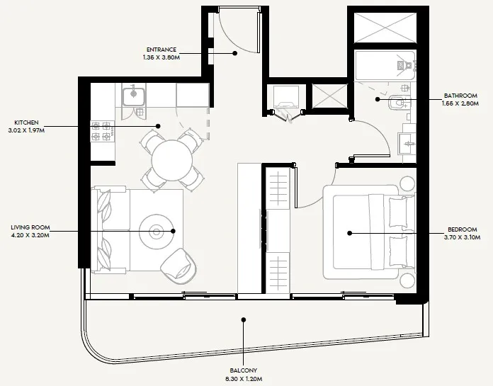 1 BR layout at Azizi Sakandar