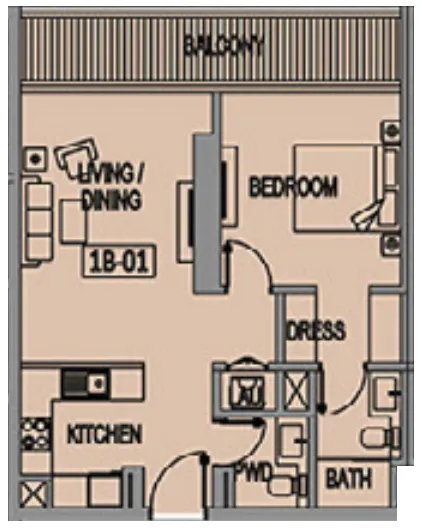 1 BR layout at Jade Tower