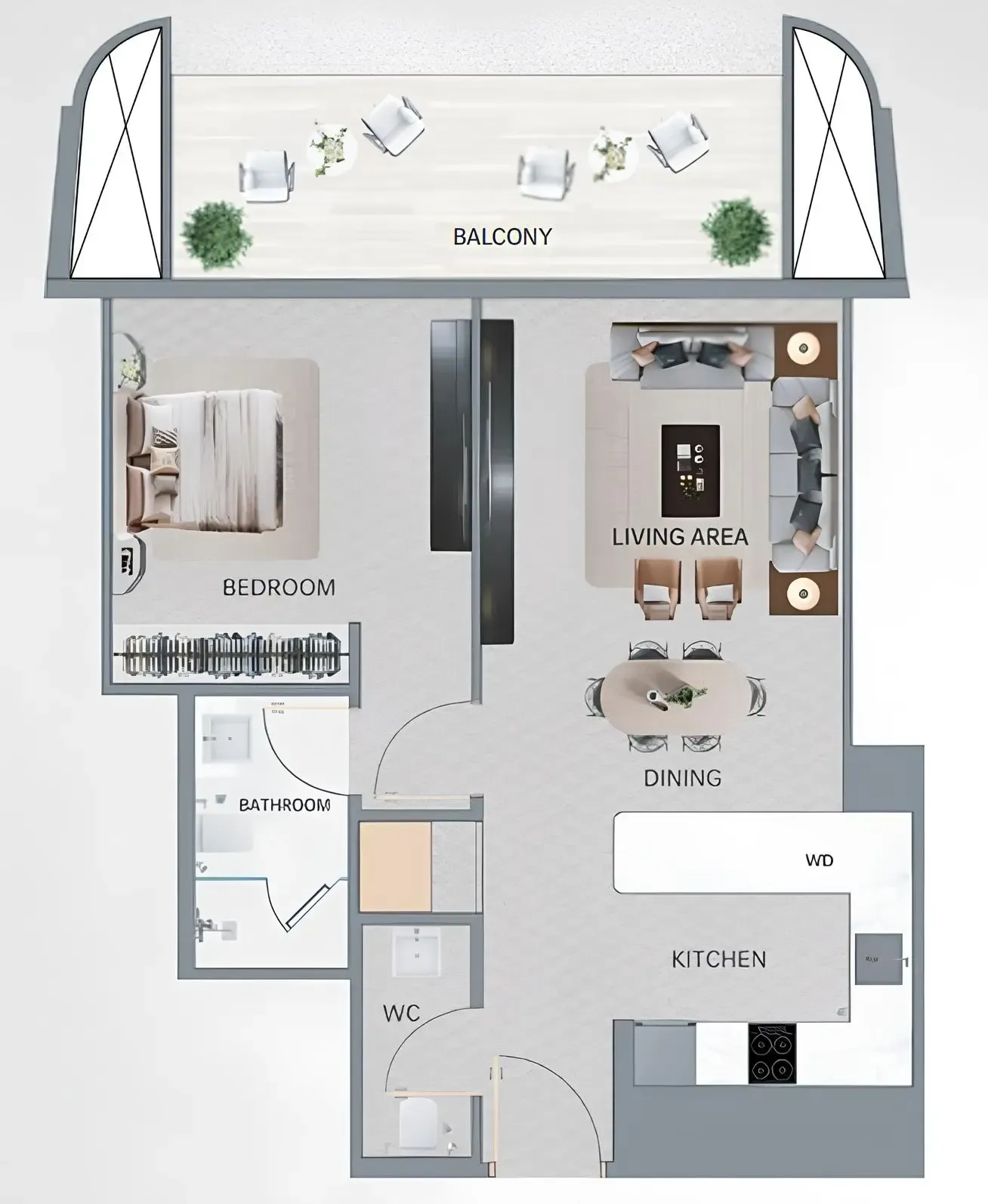 1 BR layout at Vision Iconic