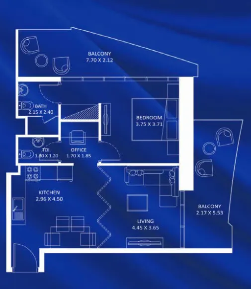 1 BR layout at Fashionz