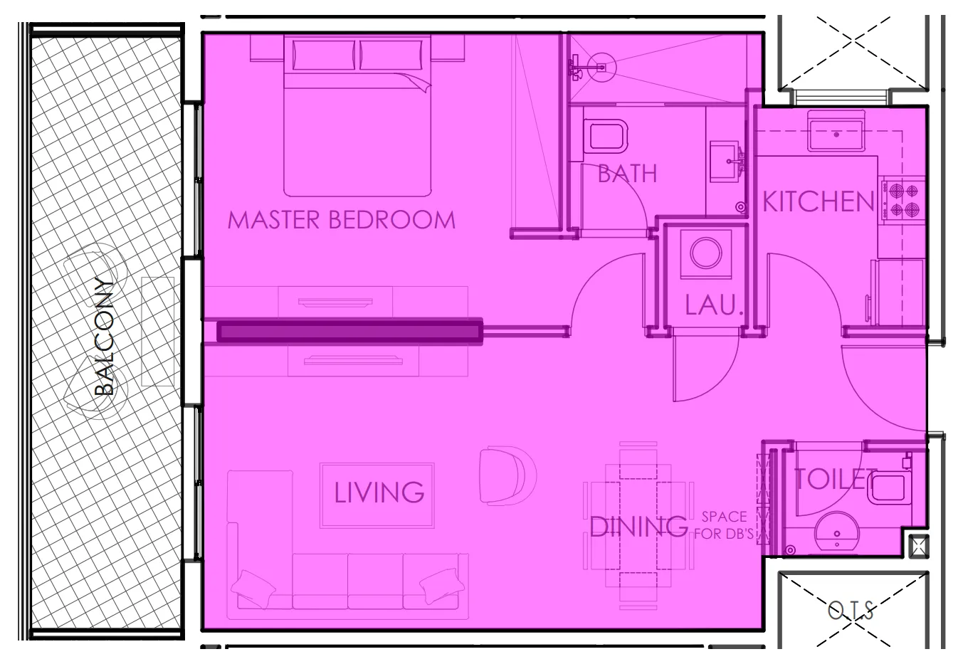 1 BR layout at Amer Al Ghurair Residences