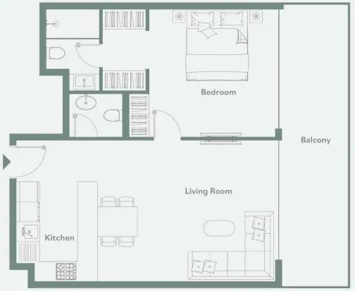 1 BR layout at Luma Park Views