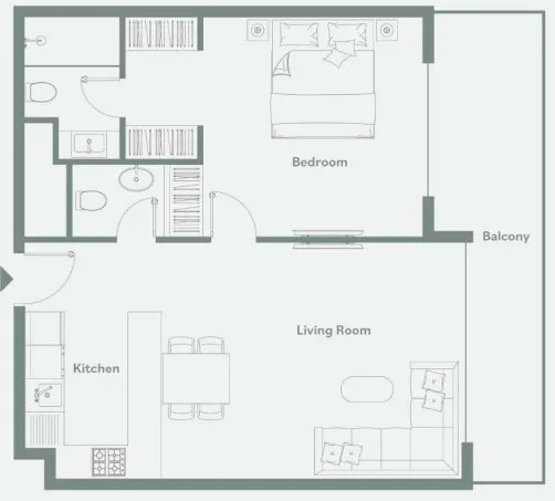 1 BR layout at Luma Park Views