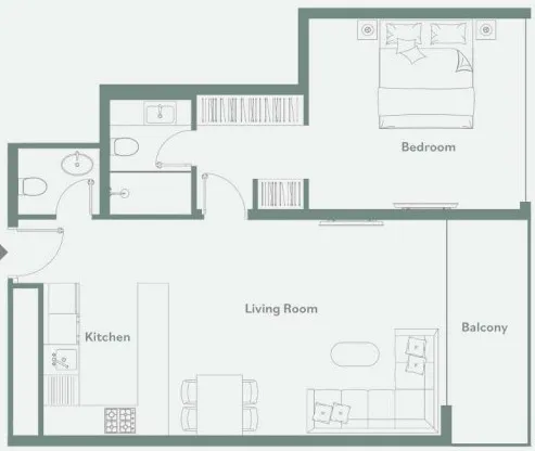 1 BR layout at Luma Park Views